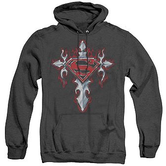 Superman Gothic Steel Logo Adult Heather Hoodie