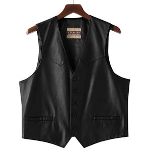 Big & Tall Excelled Button-Front Leather Vest