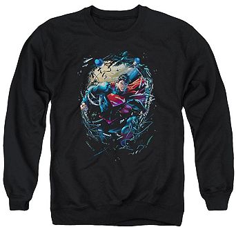 Superman Breaking Space Adult Crewneck Sweatshirt