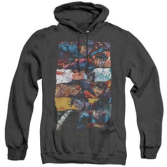 Superman Torn Collage Adult Heather Hoodie