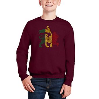 Rasta Lion - One Love - Boy's Word Art Crewneck Sweatshirt