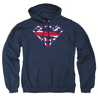 Superman Great Britian Shield Adult Pull Over Hoodie