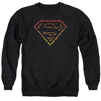 Superman Flame Outlined Logo Adult Crewneck Sweatshirt