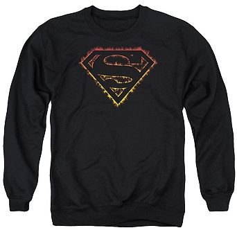 Superman Flame Outlined Logo Adult Crewneck Sweatshirt