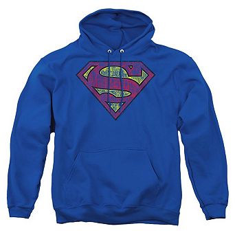 Superman Tattered Shield Adult Pull Over Hoodie