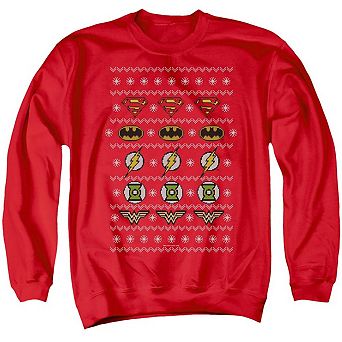 Justice League Of America Justice Shields Christmas Sweater Adult Crewneck Sweatshirt
