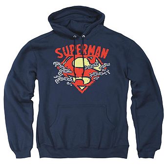 Superman Chain Breaking Adult Pull Over Hoodie