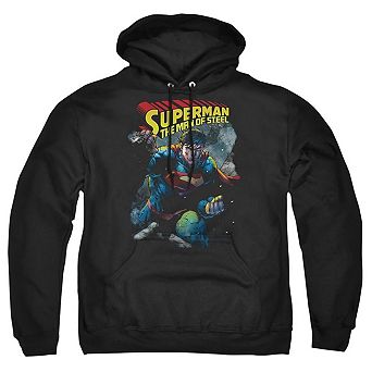 Superman Through The Rubble Adult Pull Over Hoodie