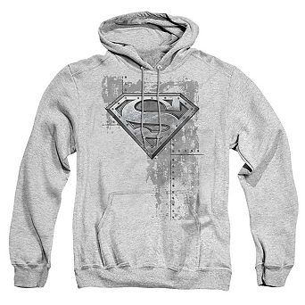 Superman Riveted Metal Adult Pull Over Hoodie