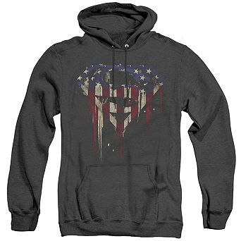 Superman Bleeding Shield Adult Heather Hoodie
