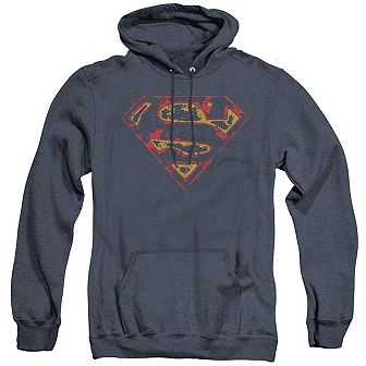 Superman Super Distressed Adult Heather Hoodie