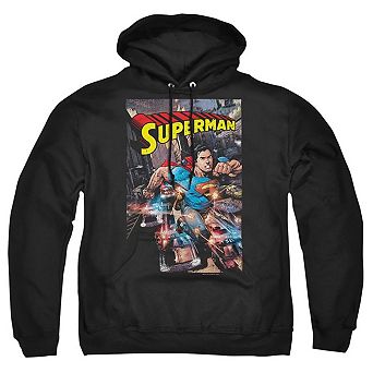 Superman Action One Adult Pull Over Hoodie