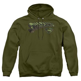 Superman Camo Logo & Shield Adult Pull Over Hoodie