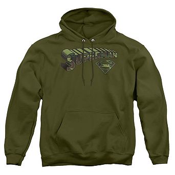 Superman Camo Logo & Shield Adult Pull Over Hoodie