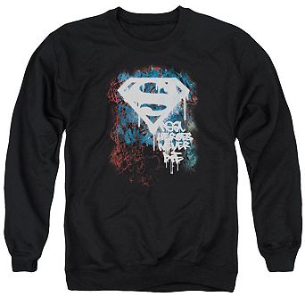 Superman Real Heroes Never Die Adult Crewneck Sweatshirt
