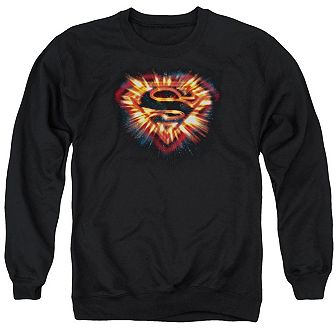 Superman Space Burst Shield Adult Crewneck Sweatshirt