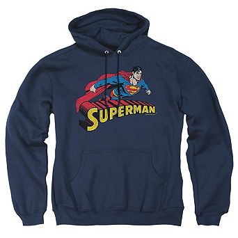Superman Flying Over Adult Pull Over Hoodie