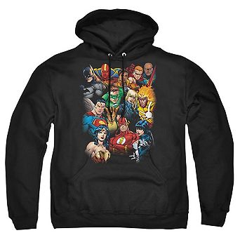 Justice League of America The League All Here Adult Pull Over Hoodie