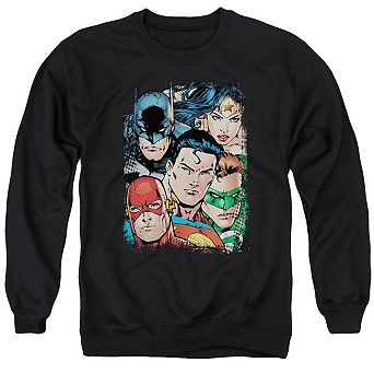 Justice League Of America Up Close And Personal Adult Crewneck Sweatshirt