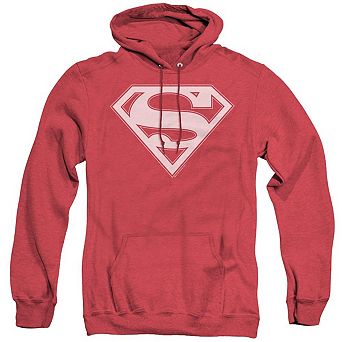 Superman Red & White Shield Adult Heather Hoodie