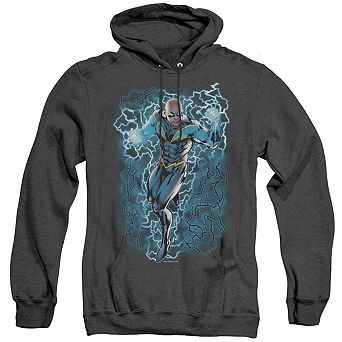 Justice League of America Black Lightning Bolts Adult Heather Hoodie