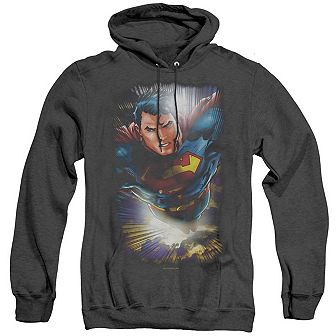 Superman In The Sky Adult Heather Hoodie