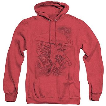 Superman In The City Adult Heather Hoodie
