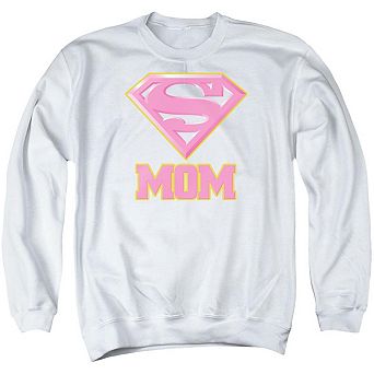 Superman Super Mom Pink Adult Crewneck Sweatshirt