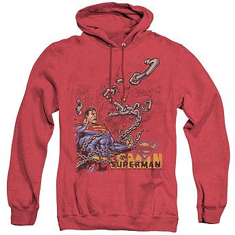 Superman Breaking Chains Adult Heather Hoodie