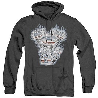 Superman V Twin Logo Adult Heather Hoodie