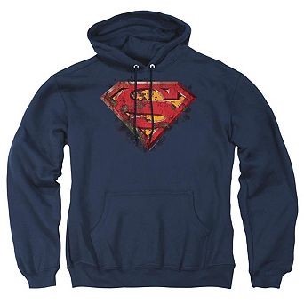 Superman Rusted Shield Adult Pull Over Hoodie