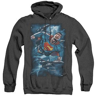 Superman Stormy Flight Adult Heather Hoodie