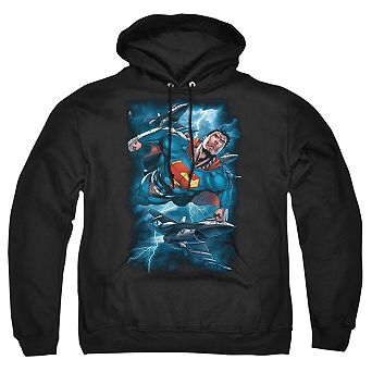 Superman Stormy Flight Adult Pull Over Hoodie