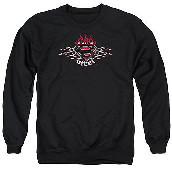 Superman Steel Flames Shield Adult Crewneck Sweatshirt