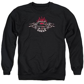 Superman Steel Flames Shield Adult Crewneck Sweatshirt