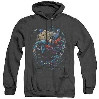 Superman Breaking Space Adult Heather Hoodie