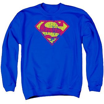 Superman Classic Logo Distressed Adult Crewneck Sweatshirt