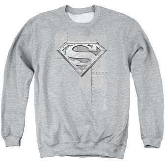 Superman Riveted Metal Adult Crewneck Sweatshirt