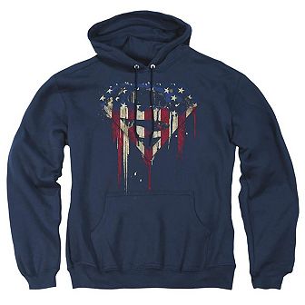 Superman Bleeding Shield Adult Pull Over Hoodie