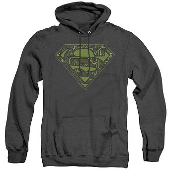 Superman Circuits Shield Adult Heather Hoodie