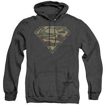 Superman Camo Logo Adult Heather Hoodie