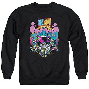 Teen Titans Go To The Movies Burst Through Adult Crewneck Sweatshirt