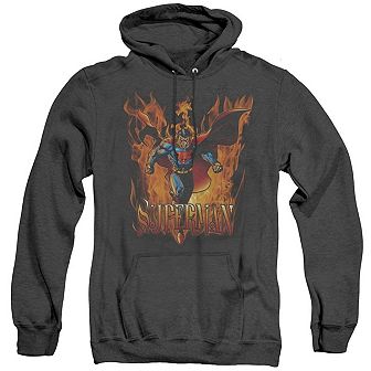 Superman Through The Fire Adult Heather Hoodie