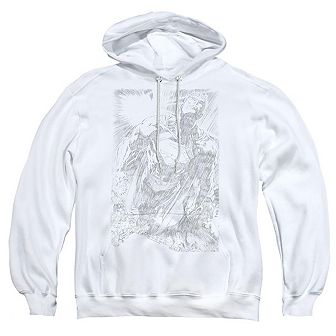 Superman Exploding Space Sketch Adult Pull Over Hoodie