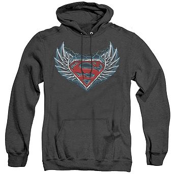 Superman Steel Wings Logo Adult Heather Hoodie