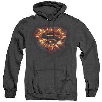 Superman Space Burst Shield Adult Heather Hoodie