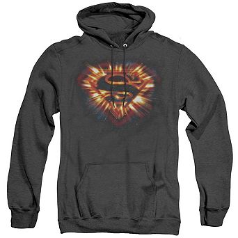 Superman Space Burst Shield Adult Heather Hoodie