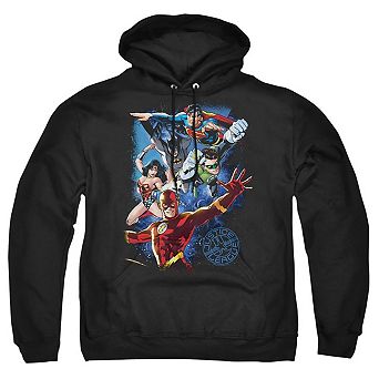 Justice League of America Galactic Attack Color Adult Pull Over Hoodie