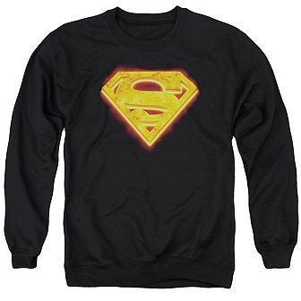 Superman Hot Steel Shield Adult Crewneck Sweatshirt