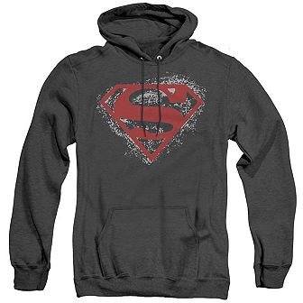 Superman Hardcore Noir Shield Adult Heather Hoodie